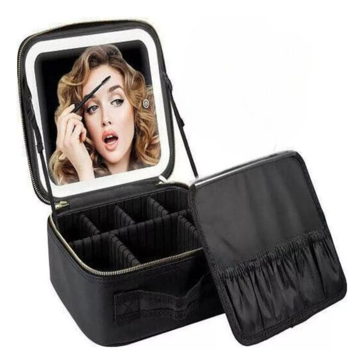 Maleta Nécessaire Resistente Maquiagem Com Espelho e Luz Led