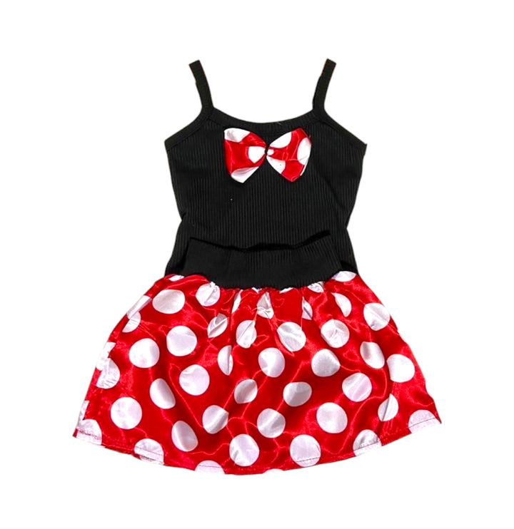 Fantasia Infantil Vestido Minnie Minie vermelha com Arquinho e Tiara Carnaval