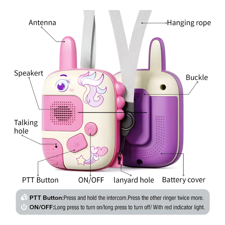 Kit 2 Brinquedo Educacional Walkie-talkie Rádio Comunicador Poney