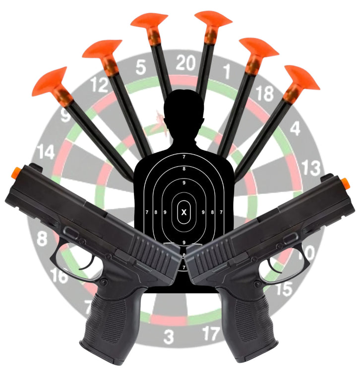 kit 2 Air gun com 6 dardo e 1 alvo brinquedo
