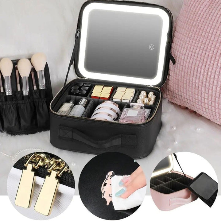 Maleta Nécessaire Resistente Maquiagem Com Espelho e Luz Led