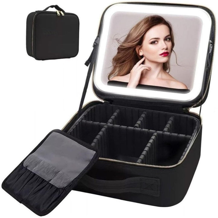 Maleta Nécessaire Resistente Maquiagem Com Espelho e Luz Led