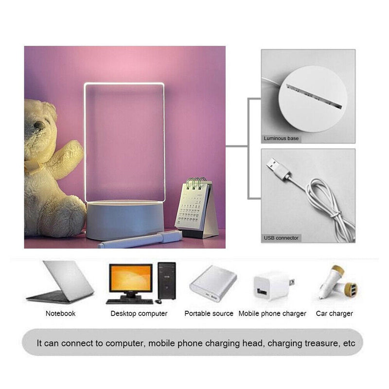 Placa Led Usb De Nota Mensagem Criativo Com caneta Decoração