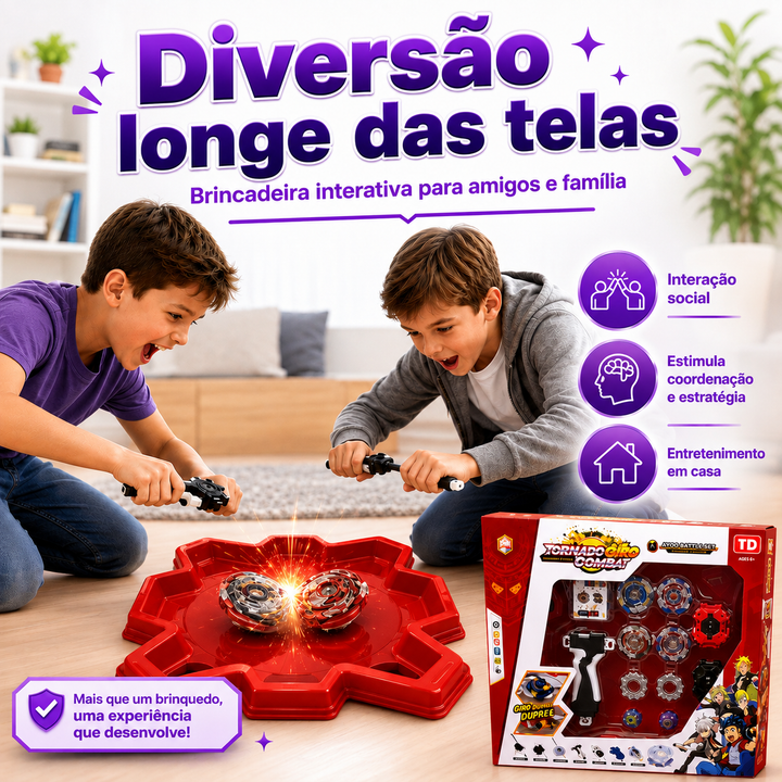 Kit Arena de Batalha Beyblade Piões Lançadores e Acessórios