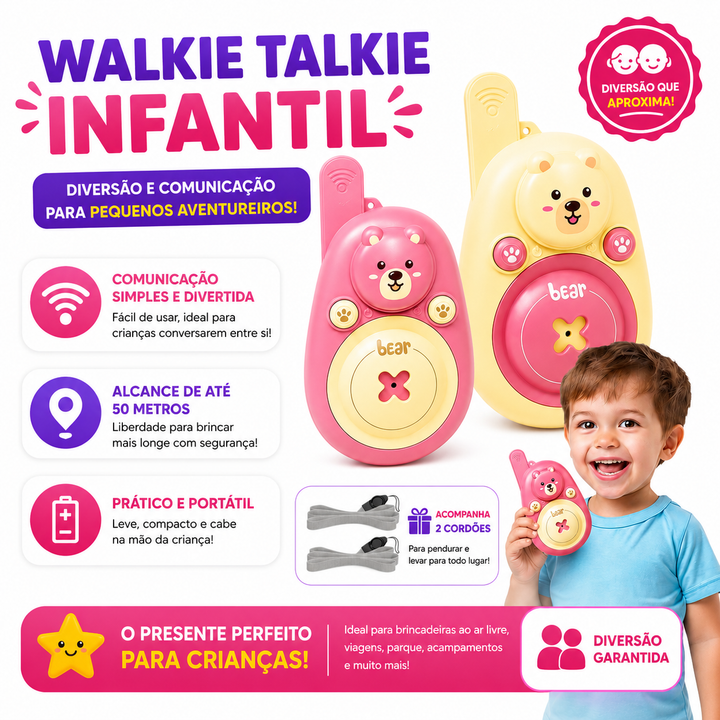 Kit 2 Brinquedol Walkie-Talkie Rádio Comunicador Infantil
