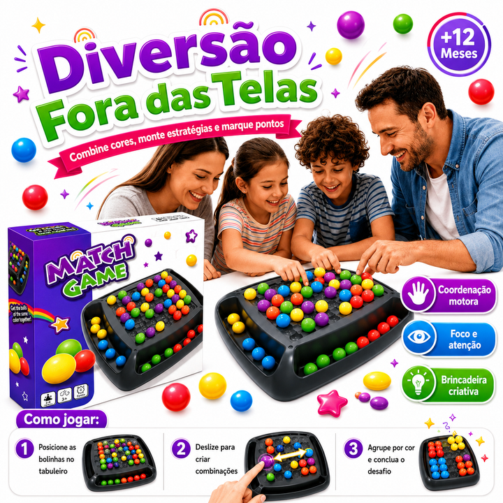 Jogo Match Game Crush Combinação de Cores Puzzle Infantil