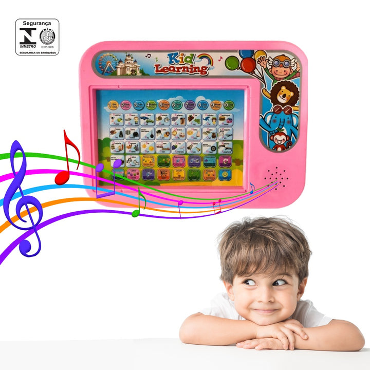 Tablet Infantil Rosa Aprender Matemática Melodias Canções Portugues Ingles