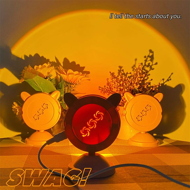 Mini gatinho projetor de luz USB do chão ao teto - Bializ