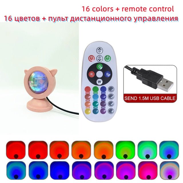 Mini gatinho projetor de luz USB do chão ao teto - Bializ