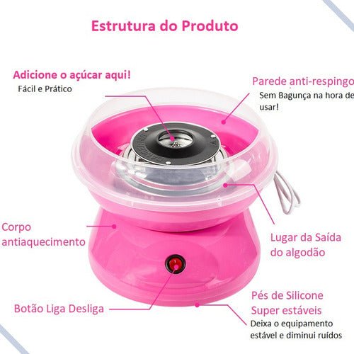 MINI MÁQUINA DE ALGODÃO DOCE PORTÁTIL - Bializ